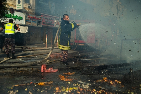 Civil Defense in Jenin, Palestine.